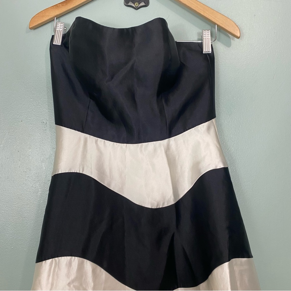 Anthropologie Hutch Colorblock Maxi Dress Strapless Black & White Champagne Sz 4 - Picture 3 of 8
